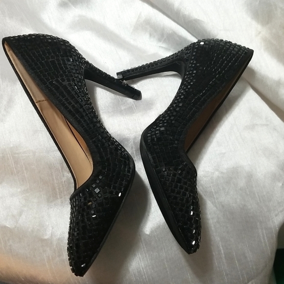 New Lauren Lorraine Crystal Studs Pointy toe Pumps Heels Embellished - Picture 5 of 7